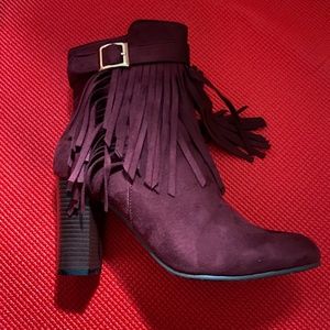 Burgundy Fringe Boots